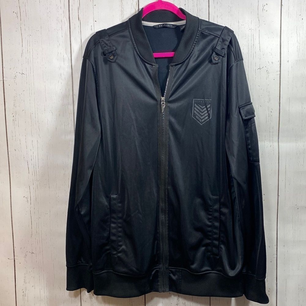 Sean John Mens Black Full Zip Track Jacket
